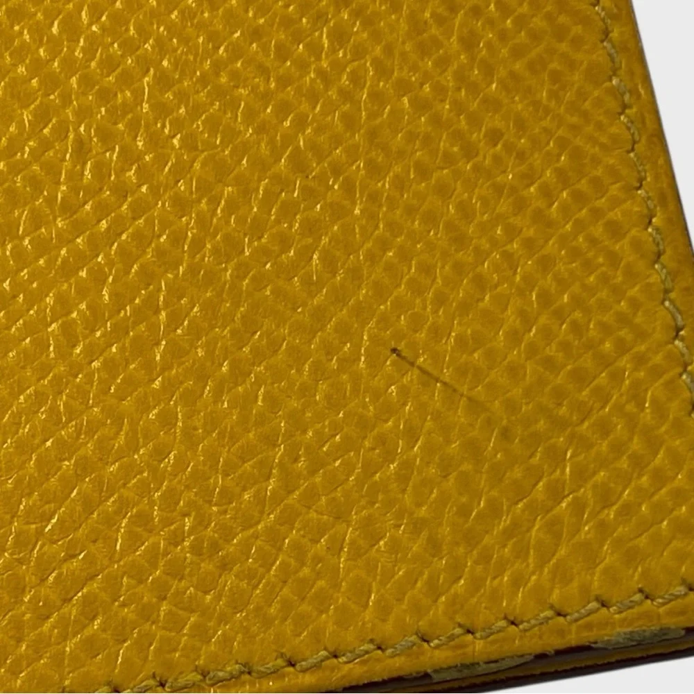 Hermes Yellow Leather Notebook Agenda Cover Passport Holder Travel - Picture 8 of 13